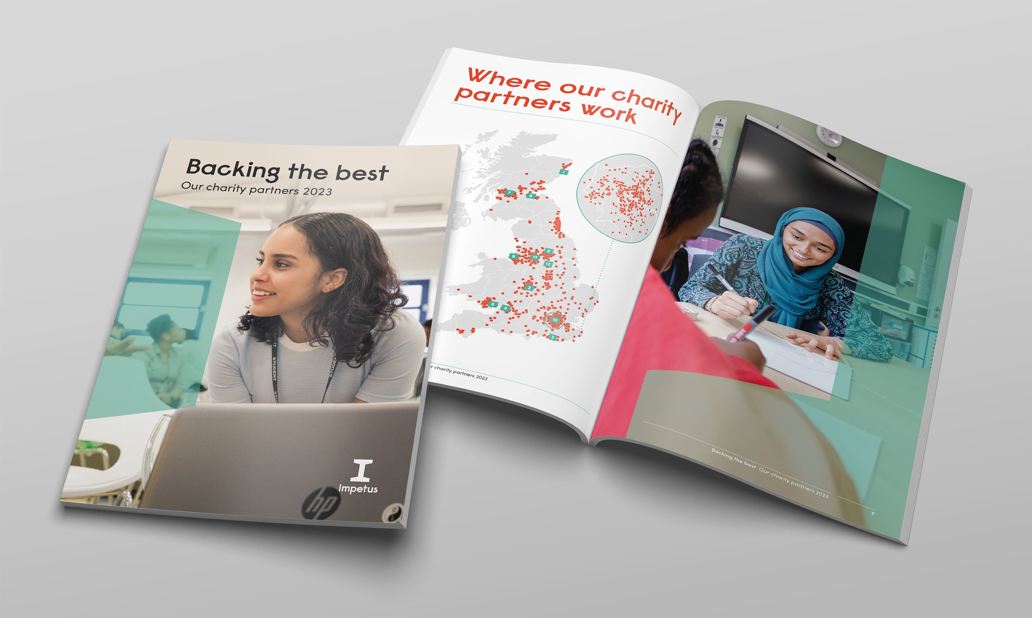 Cover and inside spread of Backing the best report