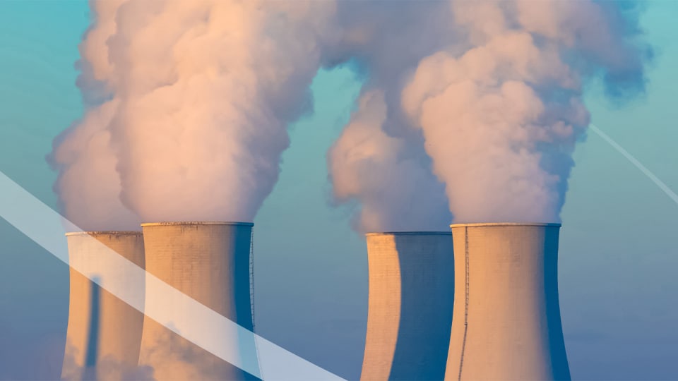 Smoke stacks of a nuclear power plant